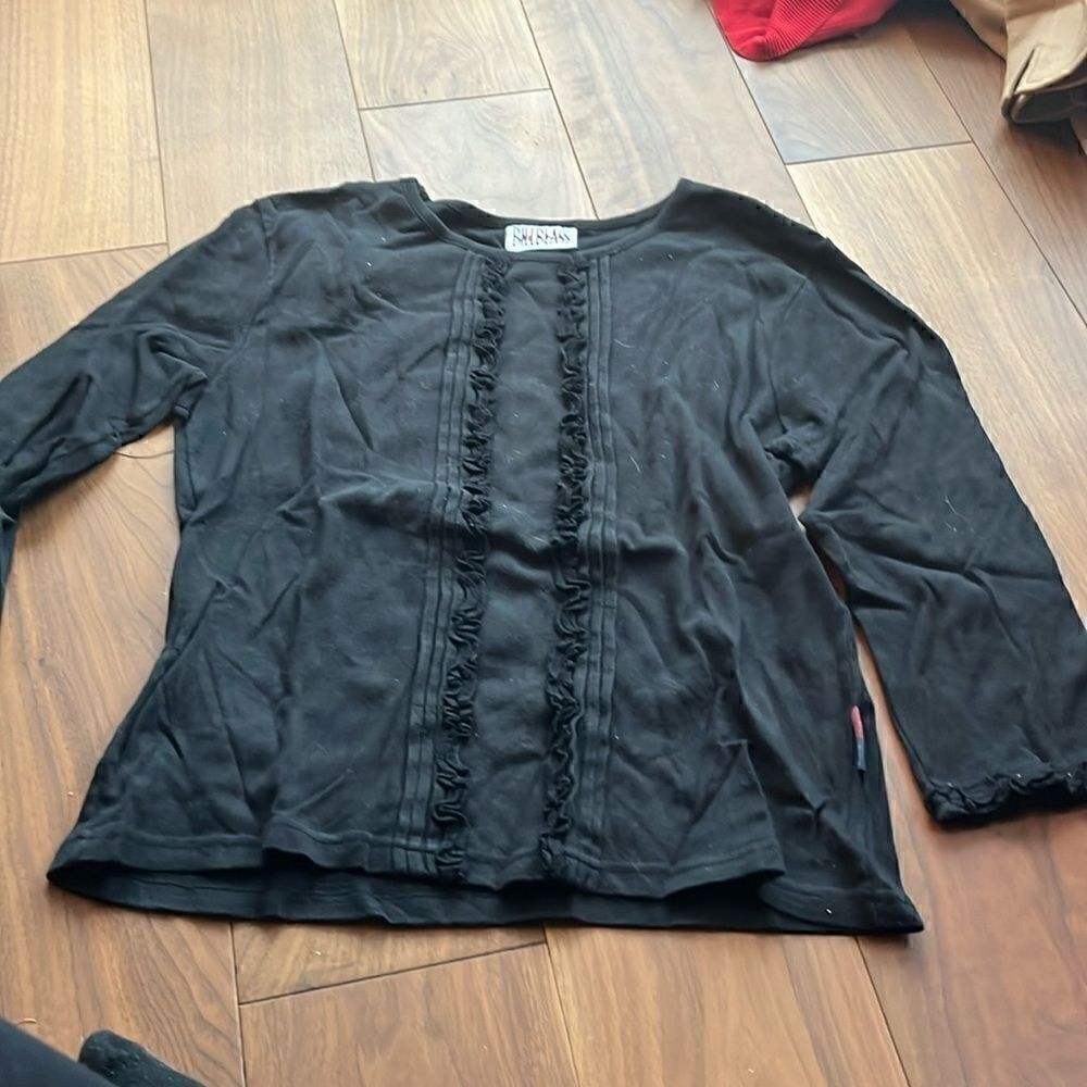 Bill Blass black ruffle shirt